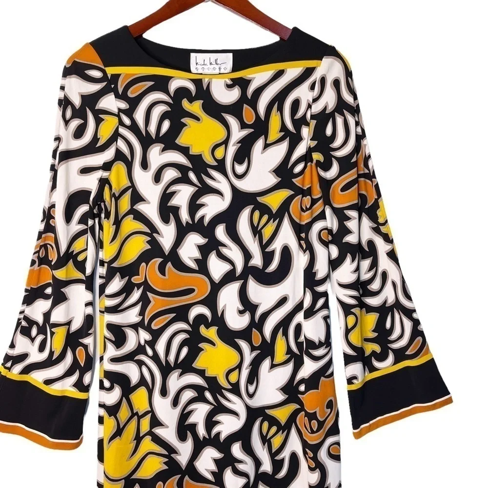 NICOLE MILLER Long Sleeve Sheath Dress Size 8 in Vibrant Multi Print